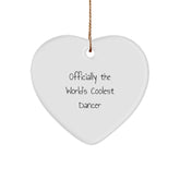 Funny Dancer Gifts from Men to Dancer Friends, 'Officially The World's Coolest Dancer' Heart Ornament for Christmas, Dancer Lover, Women, or Coworkers - Image 1